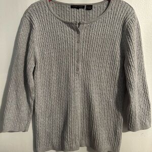 Jeanne Pierre 3/4 sleeve half button sweater size large.